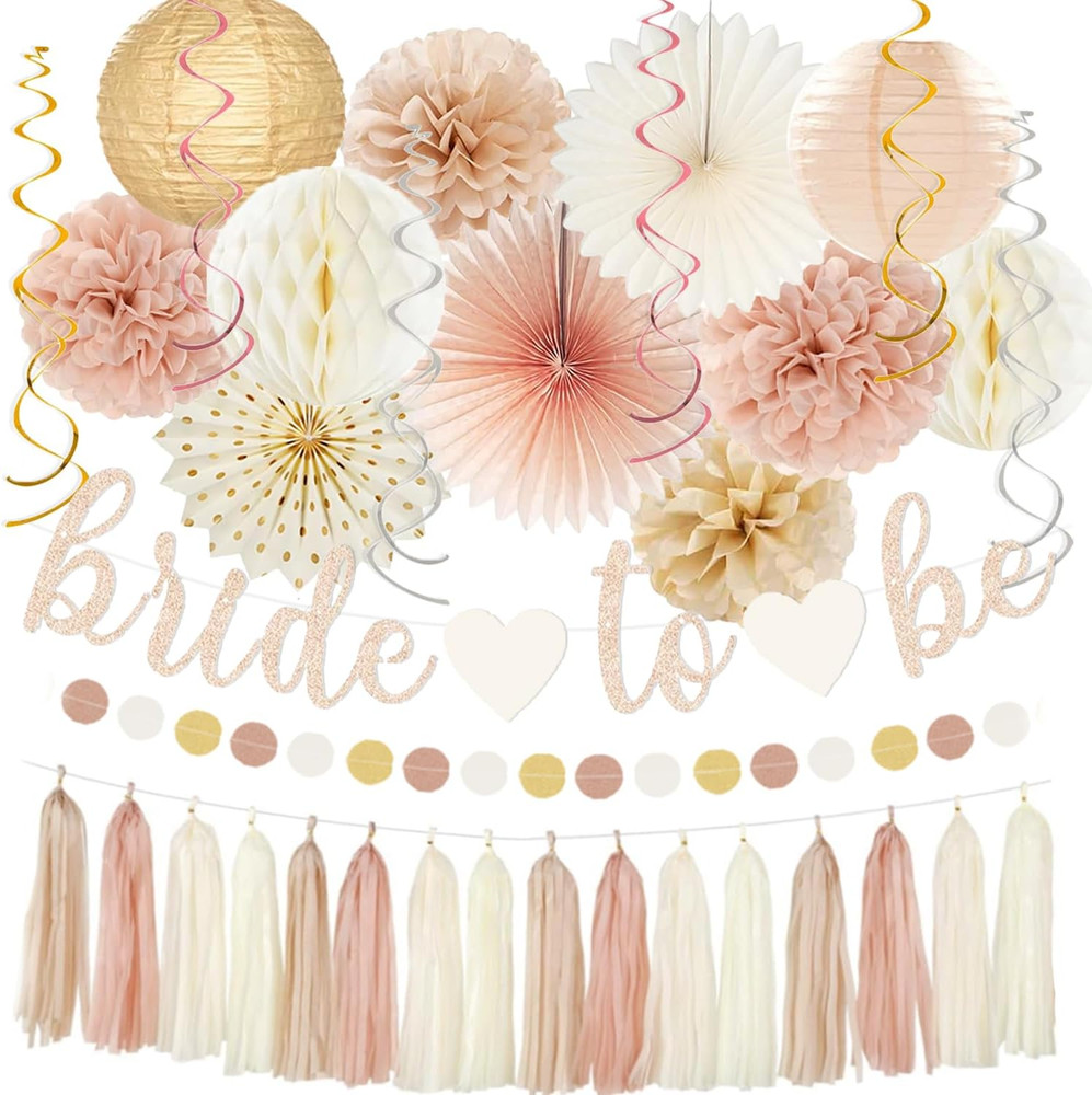 Champagne-Gold Beige Fall Boho Bachelorette Party Decorations – Bride To Be Bann