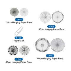 Hanging Paper Fans Party Set 8Pcs Round Pattern Hanging Paper Fans Decoration…