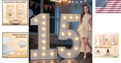 Large 4FT Marquee Number 15 Birthday Decor