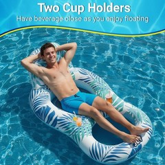 Pool Floats for Adults,Inflatable Chair Lounger Floaties with Drink Holder,Tr…