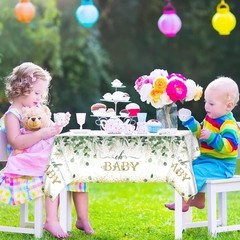 3 Pieces Sage Greenery Oh Baby Tablecloths for Baby Shower Party Decorations