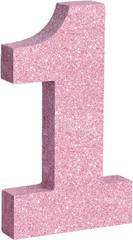 7.8 Inch Pink Glitter Number 1 Wooden Table Centerpiece Pink Birthday Party Deco