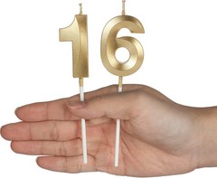 Gold 75th & 57th Birthday Candles for Cakes, Number 75 57 1 9 inch,