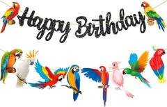Parrot Birthday Party Banners – Tropical Bird Decoration Toucan Cutout for Hawai