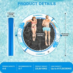Inflatable Water Hammock Floating Dock 8 FT with Mesh, Tanning Pool Raft Roun…