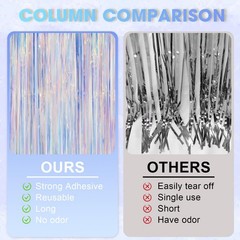 2 Pack Iridescent Foil Fringe Curtain Holographic Tinsel Party Decor