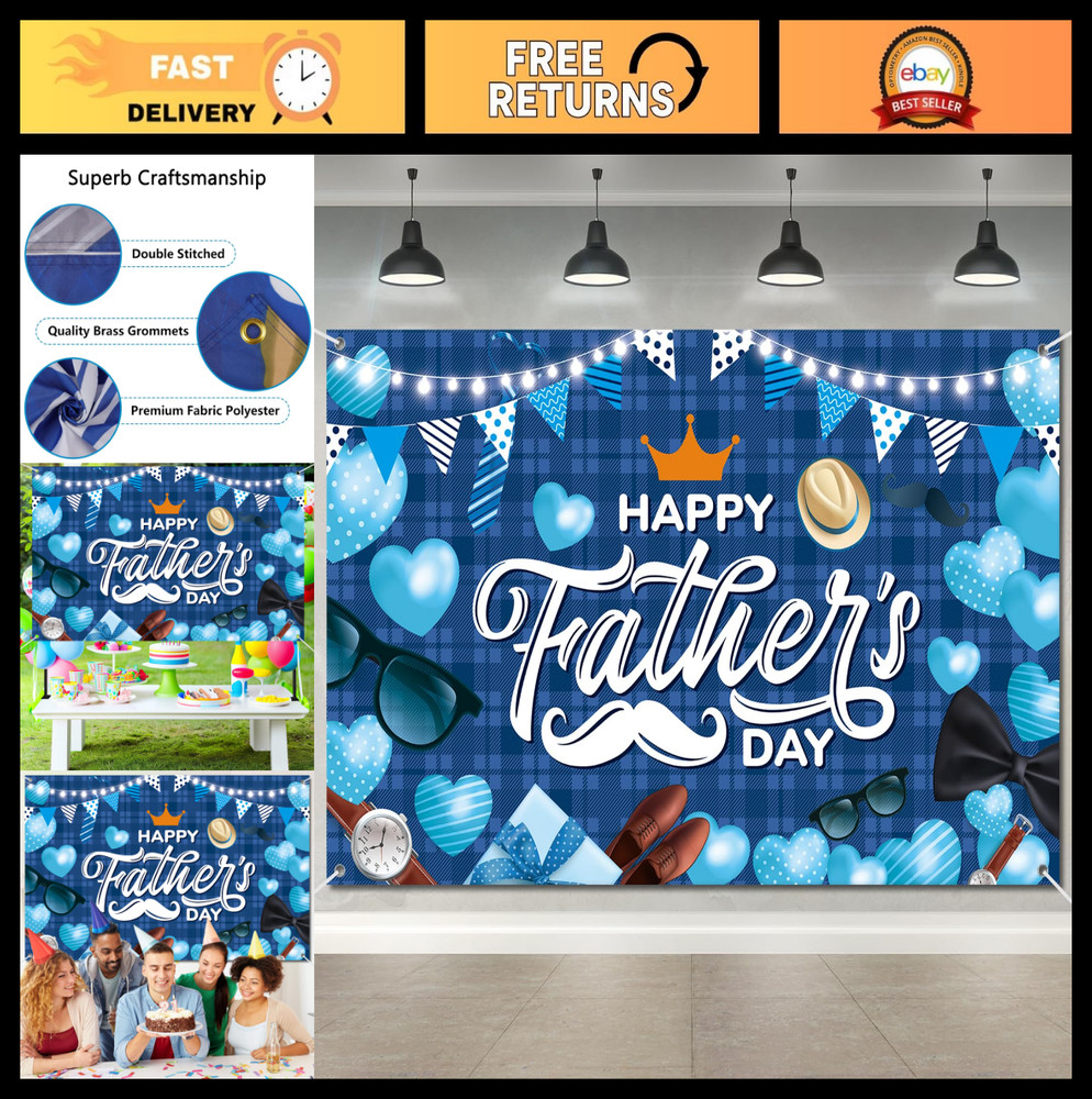 Extra Large Father’s Day Banner 70.9×45.3″ | Party Backdrop Decor for Photos, Ho