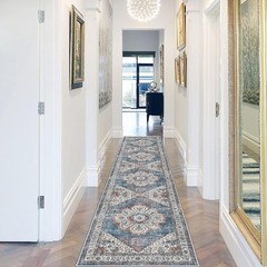 Washable Kitchen Runner Rug – 2×10 Hallway 2′ x 10′ (Runner), Blue