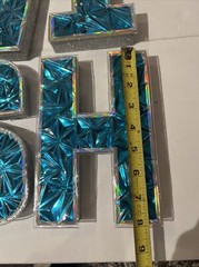 W-I-S-H Styrofoam Lettering Blue Shiny Sparkled Party Decor Big 8”tall