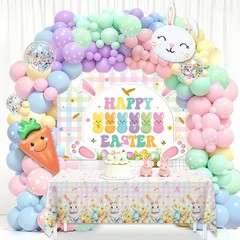 138pcs Easter Balloon Arch Kit Happy Easter Colorful Party Decoration Rainbow…