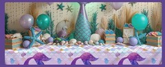 2 Pieces Mermaid Party Tablecloth Plastic Mermaid Party Supplies Disposable