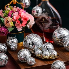 Sumind 50 Pcs Disco Balls Decor Silver Mirror Disco Balls Hanging Decor Assorted