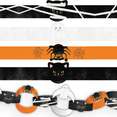 100 X Paper Chains, 21Ft Halloween Paper Garland, Precut Spooky Prints with Cats