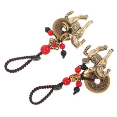 2 Pcs Chinese Brass Keychain New Year Decoration Charm for Spring Festival
