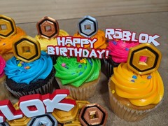 Retro Roblox Birthday Party Cupcake Donut or Pastry Toppers Roblox Retro Font