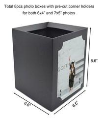 8 PCS Black Picture Centerpiece Box Table 6/7 Inch Photo Display Graduation