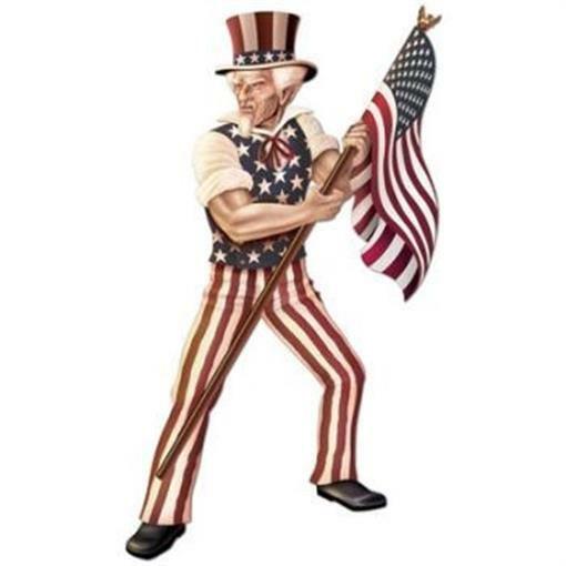 Jointed 4th of July 6 foot Uncle Sam 66″ Paper Patriotic Wall Party Decorations