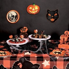 Beistle Halloween Vintage Style Plastic Cutouts Skull Black Cat Pumpkin