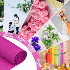 3 PCS 17×98 Inch Rose Crepe Paper Rolls Heavy Duty For DIY Flowers Birthdays