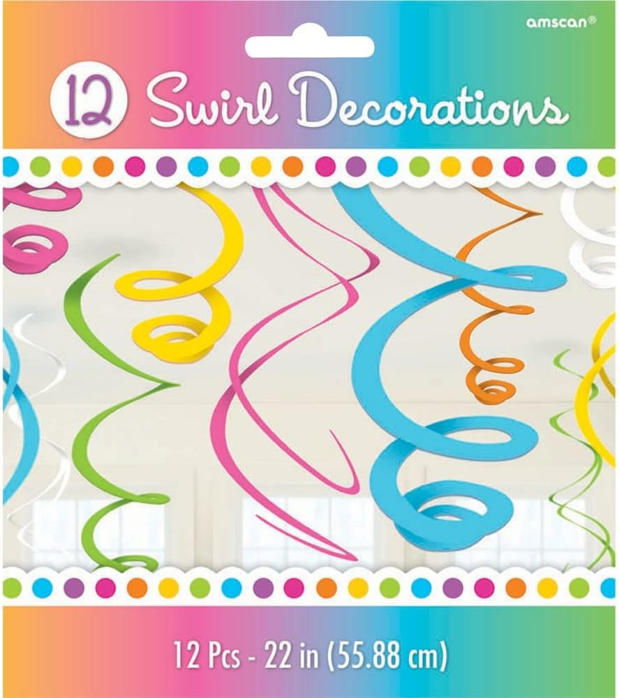 Multi Coloured Swirl Decorations, Pack of 12
