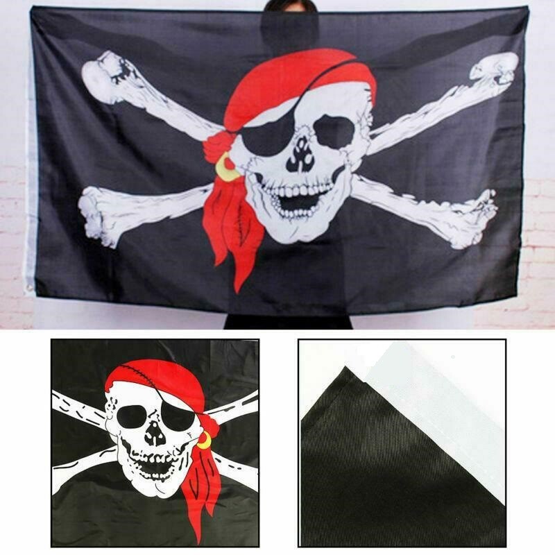 Pirate Bandana Skull Crossbone Jolly Roger Banner Halloween Party Decor Flag