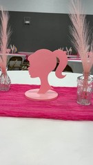 Pink Plastic Barbie Silhouette Table Topper, Party Centerpiece Decor