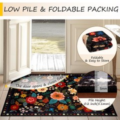 Floral Nursery 5×7 Area Rugs Washable Print Boho Cute Carpet Non Slip Flower …