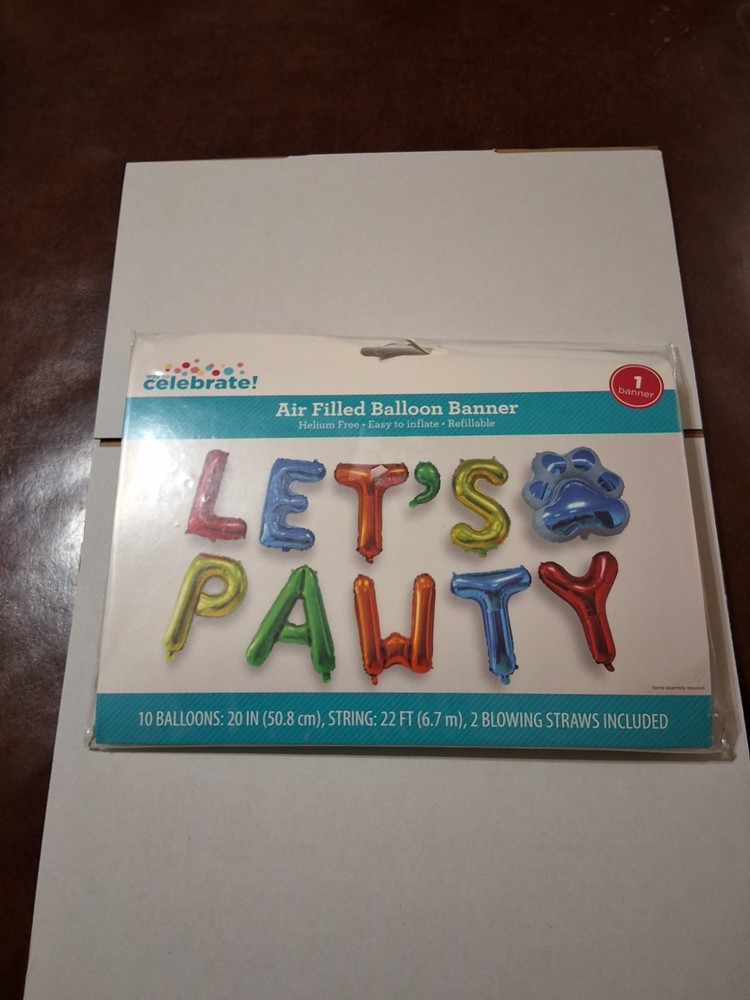 Pet Party ‘Let’s Pawty’ Balloon Banner (10 x 20″ Balloons) BRAND NEW UNOPENED