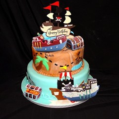 Pirate Ship Cake Topper Nautical Sailboat Model Decoration Set Gold Coins and…