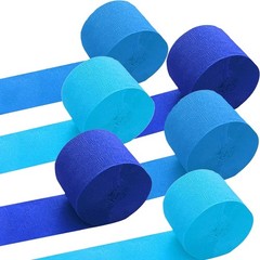 6 Rolls Blue Crepe Paper Party Streamers 3 Colors 1.8 In x 82 Ft Decoration