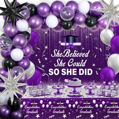 Purple Black 2026 Graduation Decorations for Women Girls – She Believed She Coul