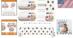 Complete Cat Birthday Party Set – 41Pcs Tableware for 20 Guests, Easy Clean-Up