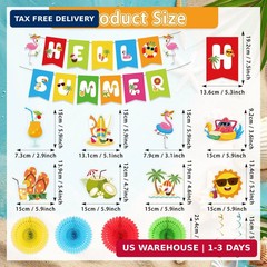Summer Decorations Beach Pool Party Decorations with Hello Summer Banner,Hanging