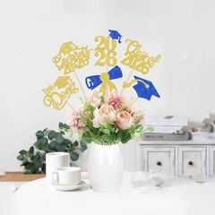 12 PCS 2026 Graduation Done Centerpiece Sticks Cap Table Flower Blue Gold