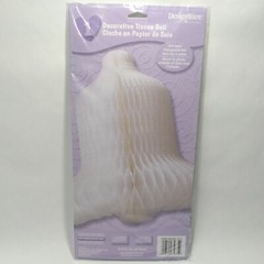 American Greetings Decorative Honeycomb Tissue Bell White 13.5″ Dia NIP
