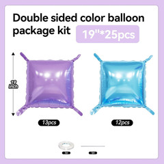 Blue and Purple Square Foil Balloon Wall,19 Inches Double Sided Chrome Square Ba