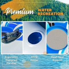 2 Person River Tube with UV Blocking Canopy – Sun Protection Double Water Flo…