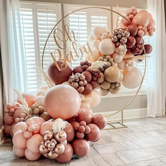 Partycus Pink Blush Brown Balloon Garland Kit Double stuffed Pastel Dusty Pink