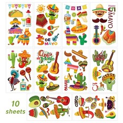 60 Pieces Cinco De Mayo Mexican Fiesta Tattoos for Kids, Fiesta Party Decorat…