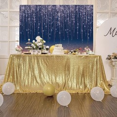 Navy Blue Glitter Backdrop 12x10ft Rose Gold and Blue Background for Photography