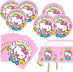 81 pcs, Hello Kitty birthday party supplies, Kitty Cat decorations 10 guests.