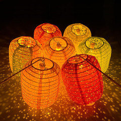 12Pcs Paper Lanterns Chinese Japanese Colorful Hanging Paper Lanterns with LED