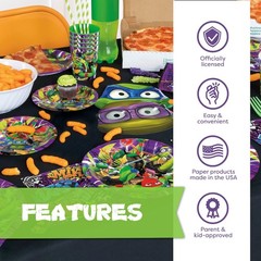 TMNT Birthday Party Supplies | Serves 16 | Mutant Mayhem Decorations & Tableware