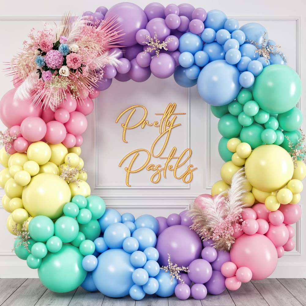 100 Pastel Balloons Assorted Colors & Size – Rainbow Party Decorations – Maca…