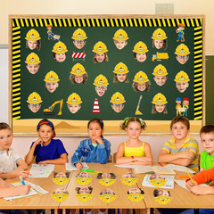 80Pcs Construction Helmet Cutouts Back to School Decorations Bulletin Board Cons