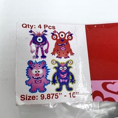 Oriental Trading Company 4 Piece Cutout Decorations Valentine Monsters 10”X15”