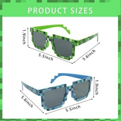 24 Pack Pixel Sunglasses, 8 Colors Video Game Style Glasses Party Favors for …