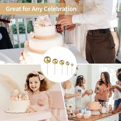 324 PCS Gold Cake Toppers, Assorted Size Mini Balloon Cake Picks, Plastic Cup…