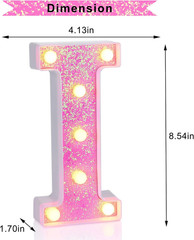 Pink Light up Letters，Pink Party Decorations,Girls Room Decor,Glitter Light Up L