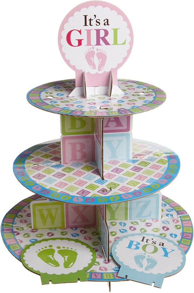 Wilton Baby Shower Babyfeet & Blocks Cupcake/Dessert Stand for Boy or Girl *New
